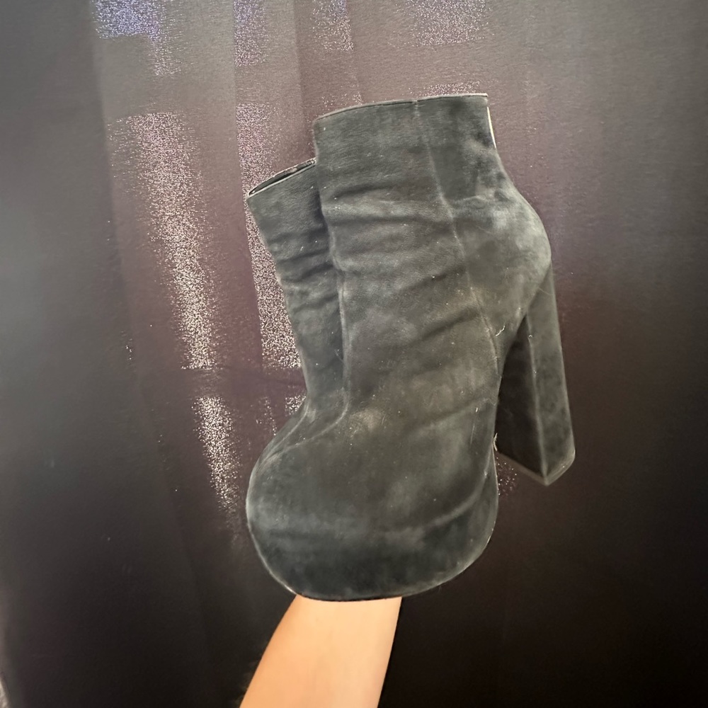 Black bebe Faux Suede Platform Calf Boots - Size 7